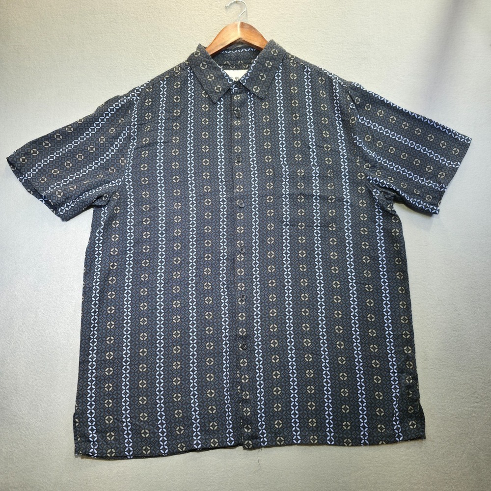 Vintage Silk Men's Short Sleeve Button Up Silk Blend Shirt‎ Size 2XL